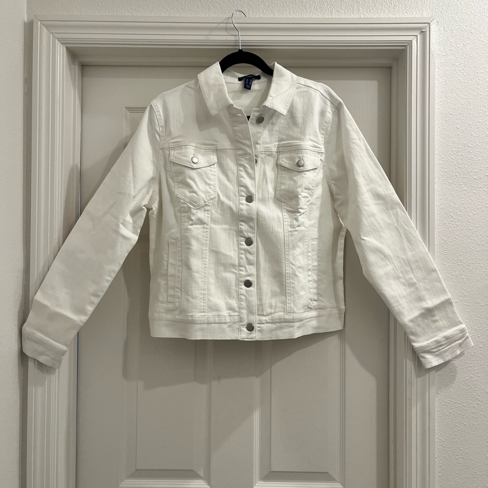 Isaac Mizrahi Classic White Denim Jacket- Size 12